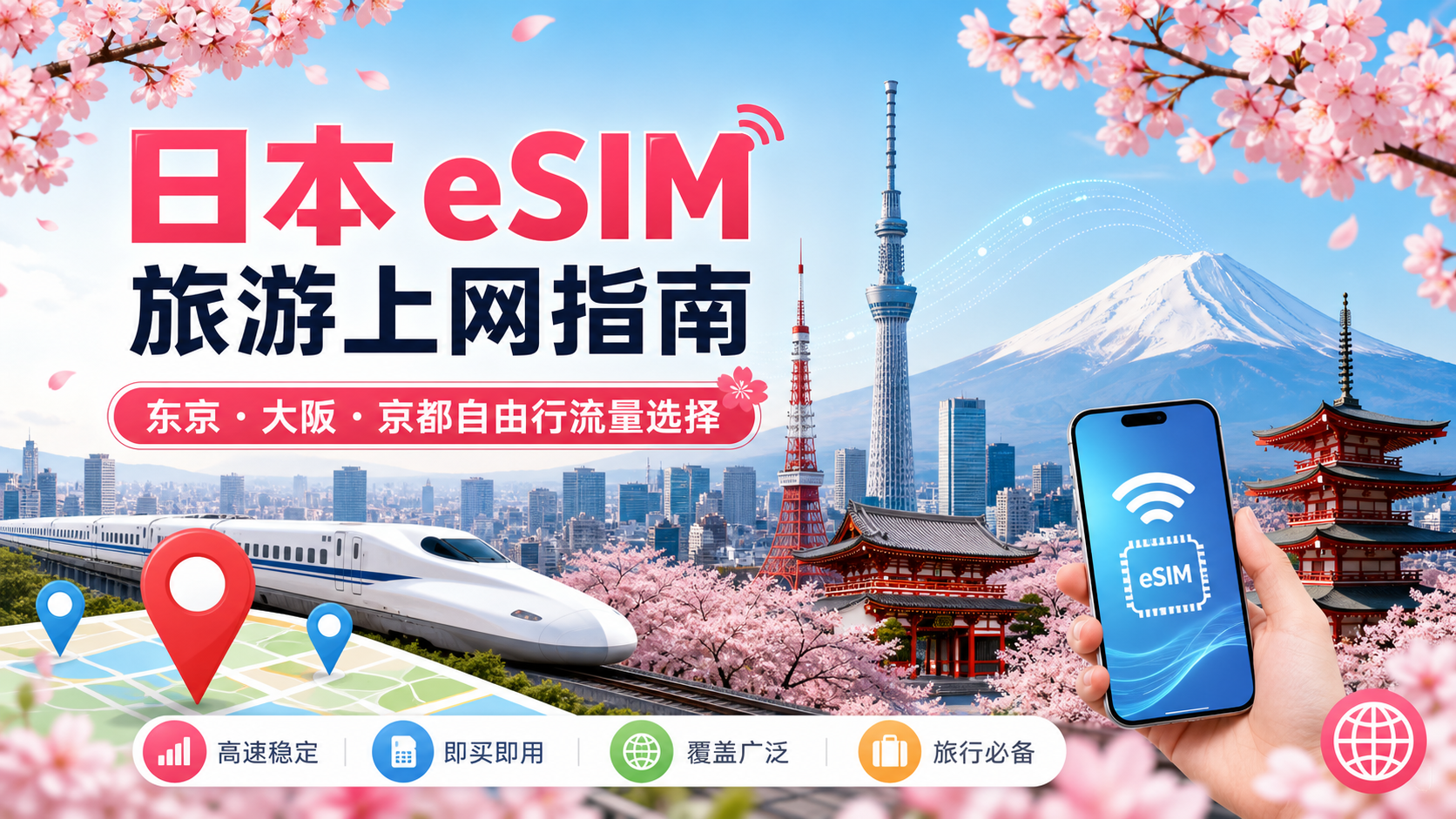 日本 eSIM 旅游上网指南，适合东京大阪京都自由行