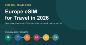 Europe eSIM for multi-country travel across France, Italy, Spain, Germany, Netherlands and Switzerland