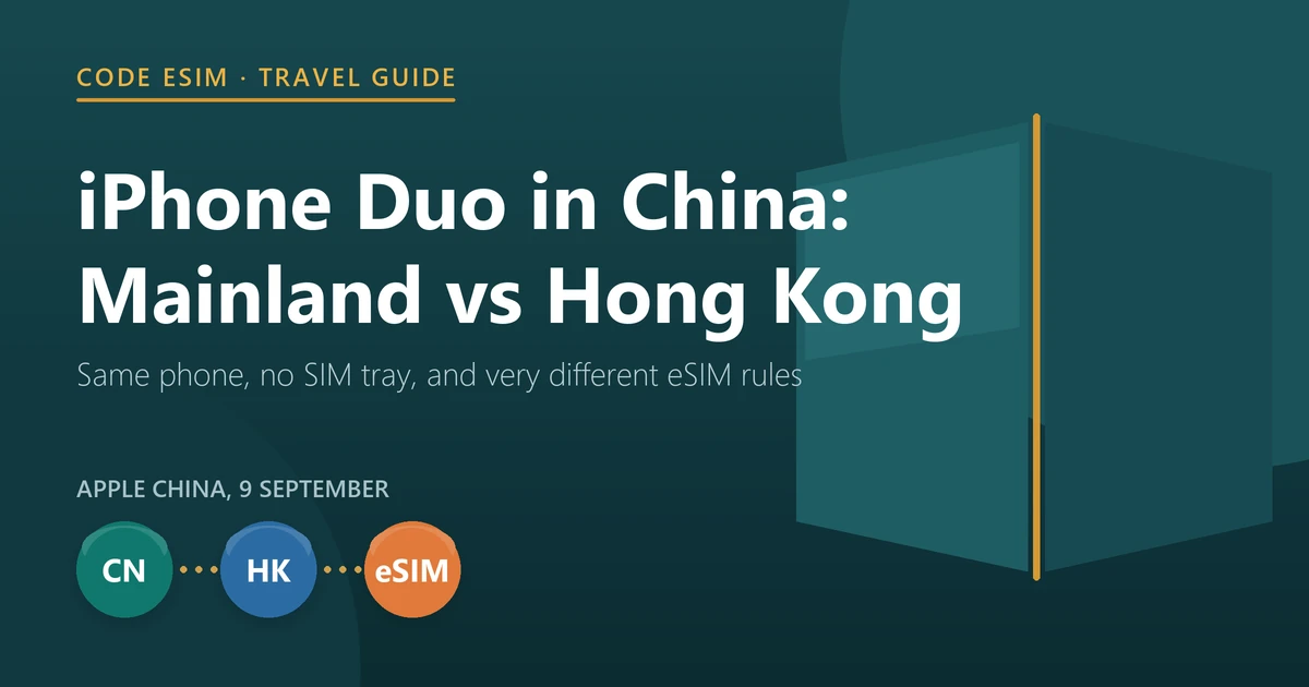 iPhone Duo in China: the mainland version A3721 can take a China Mobile, Unicom or Telecom eSIM, the Hong Kong version cannot and has no SIM tray