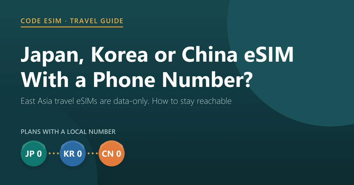 Japan, Korea or China eSIM with a phone number: travel eSIMs for East Asia are data-only, and how to stay reachable instead