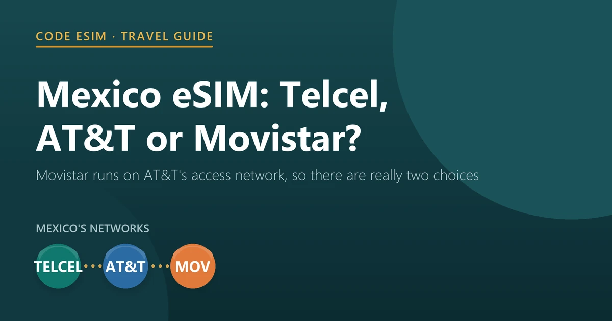 Mexico eSIM networks: Telcel, AT&T and Movistar, and which travel eSIM plans connect to each